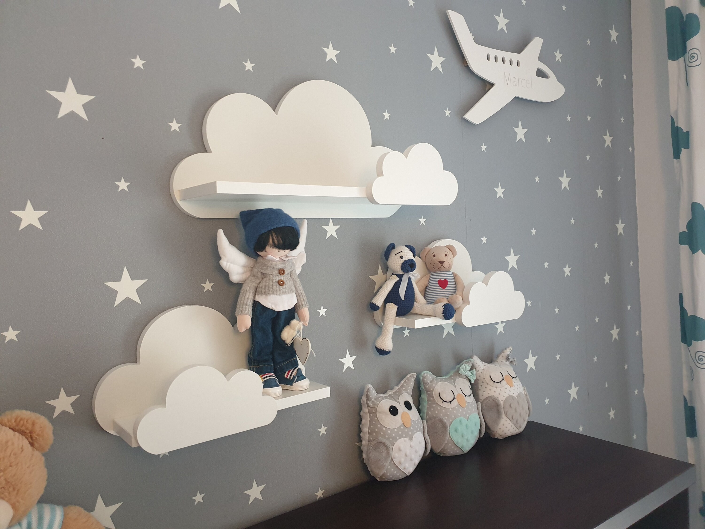 wandregal babyzimmer Wolke Wandregal, 3er Set, Moli - Prestige-Klasse wolken, Weiß mit