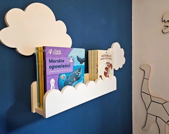Hanging shelf for books and decorations - a cloud for a child's room, hand-made of 18 mm MDF | Stable, wall-mounted, hanging