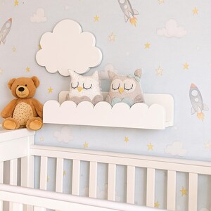 Hanging shelf for books and decorations - a cloud for a child's room, hand-made of 18 mm MDF | Stable, wall-mounted, hanging image 3