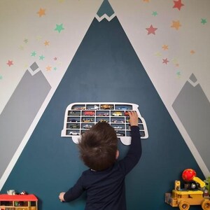 Car display for a child's room, VW T1 iconic car garage shape, toy organizer for a boy, wall shelf image 7