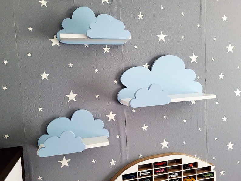 Wolke Wandregal, 3er Set, Fantasy Ekstra Galaxy Klasse Blau, mit Montagehaken, Cloud Regale für kinder, kinderzimmer babyzimmer immagine 1