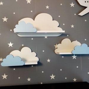 Wolke Wandregal, 3er Set, Fantasy EXTRA Premium-Klasse, bianco / blu con montaggio, Regale für kinder, kinderzimmer babyzimmer, hängend immagine 9