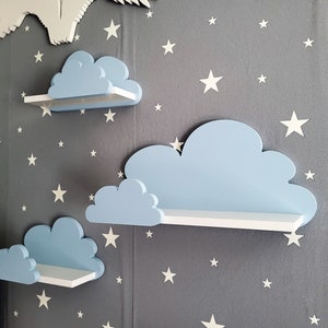 Wolke Wandregal, 3er Set, Fantasy Ekstra Galaxy Klasse Blau, mit Montagehaken, Cloud Regale für kinder, kinderzimmer babyzimmer immagine 2