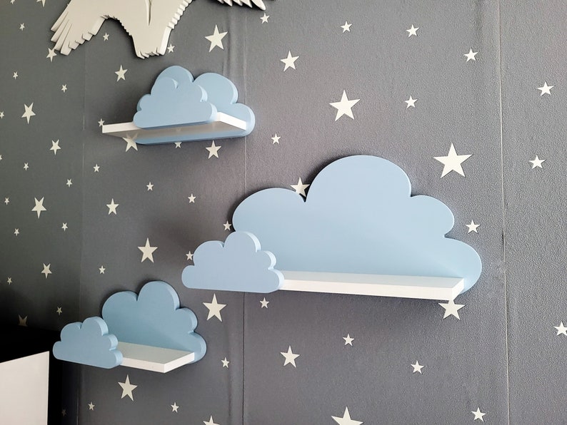 Wolke Wandregal, 3er Set, Fantasy Ekstra Galaxy Klasse Blau, mit Montagehaken, Cloud Regale für kinder, kinderzimmer babyzimmer immagine 2