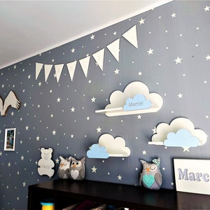 Personalizzasiert Wolke Wandregal, 3er Set, Moli Prestige-Klasse, Regal for kinder with Name, kinderzimmer, babyzimmer, hängend, immagine 2