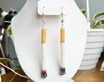 Beaded Cigarette Statement Earrings