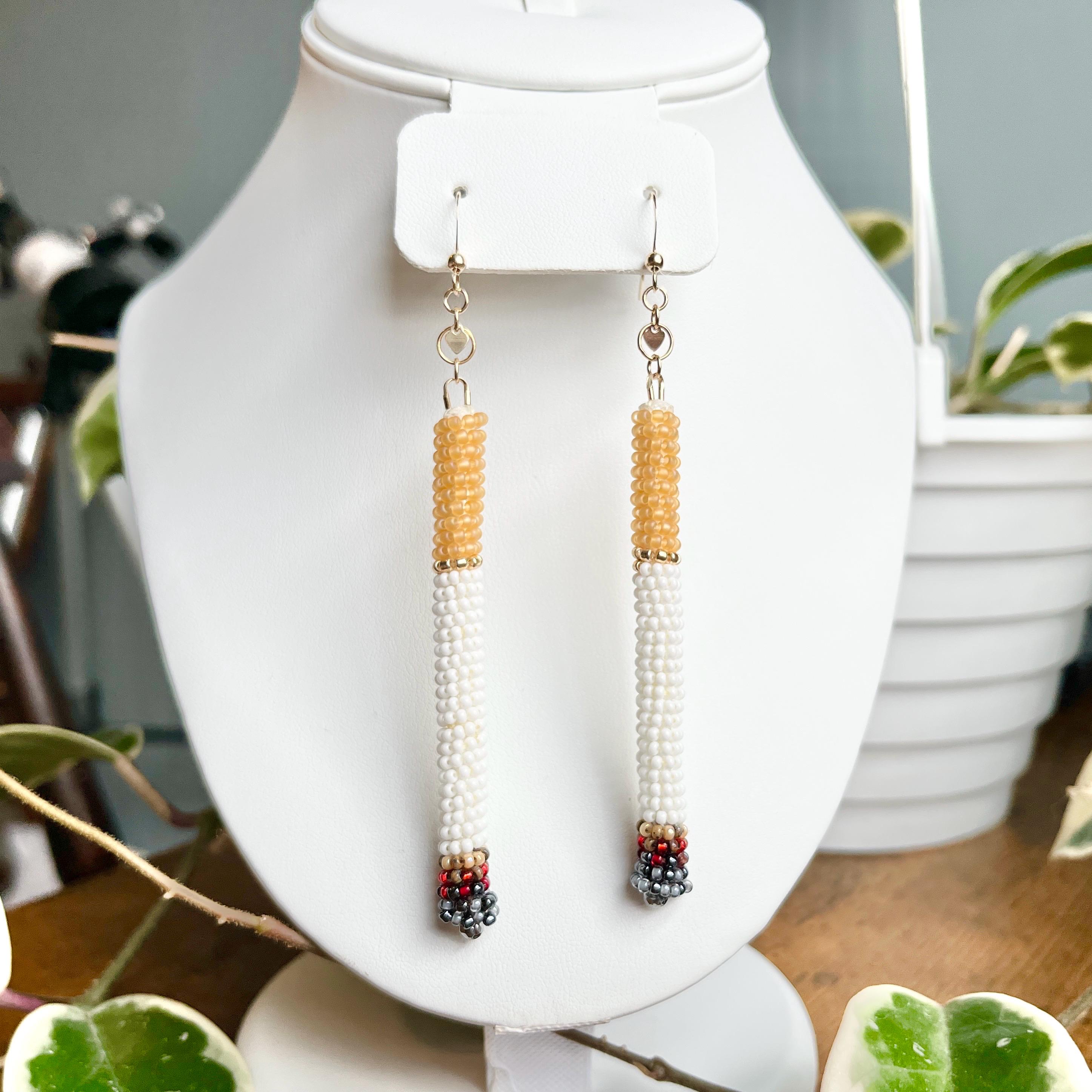 Beaded Cigarette Statement Earrings