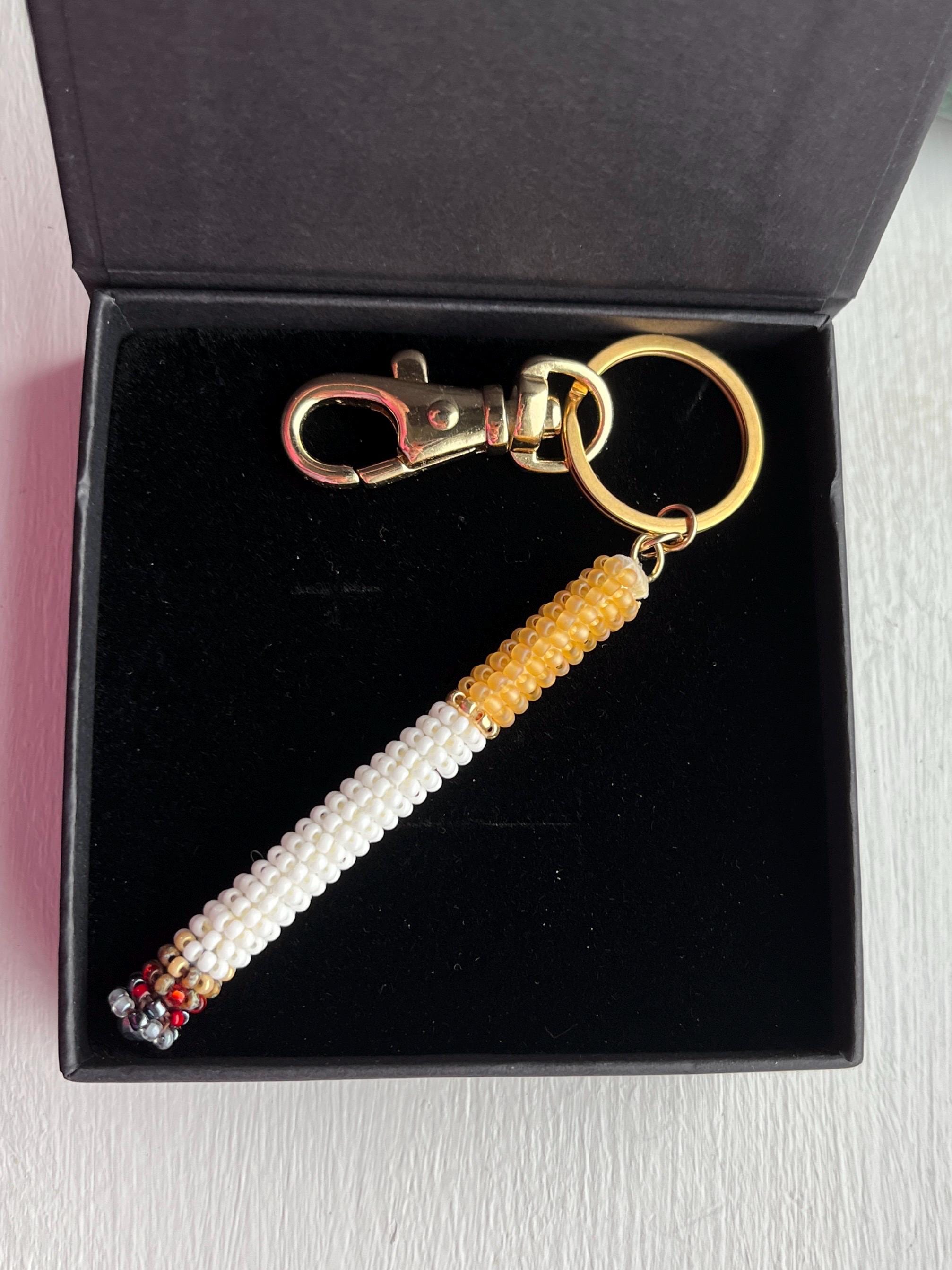 Beaded Cigarette Keychain Bead Embroidered Cig Key Fob