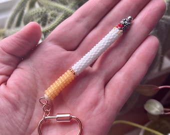 Beaded Cigarette Keychain Bead Embroidered cig key fob