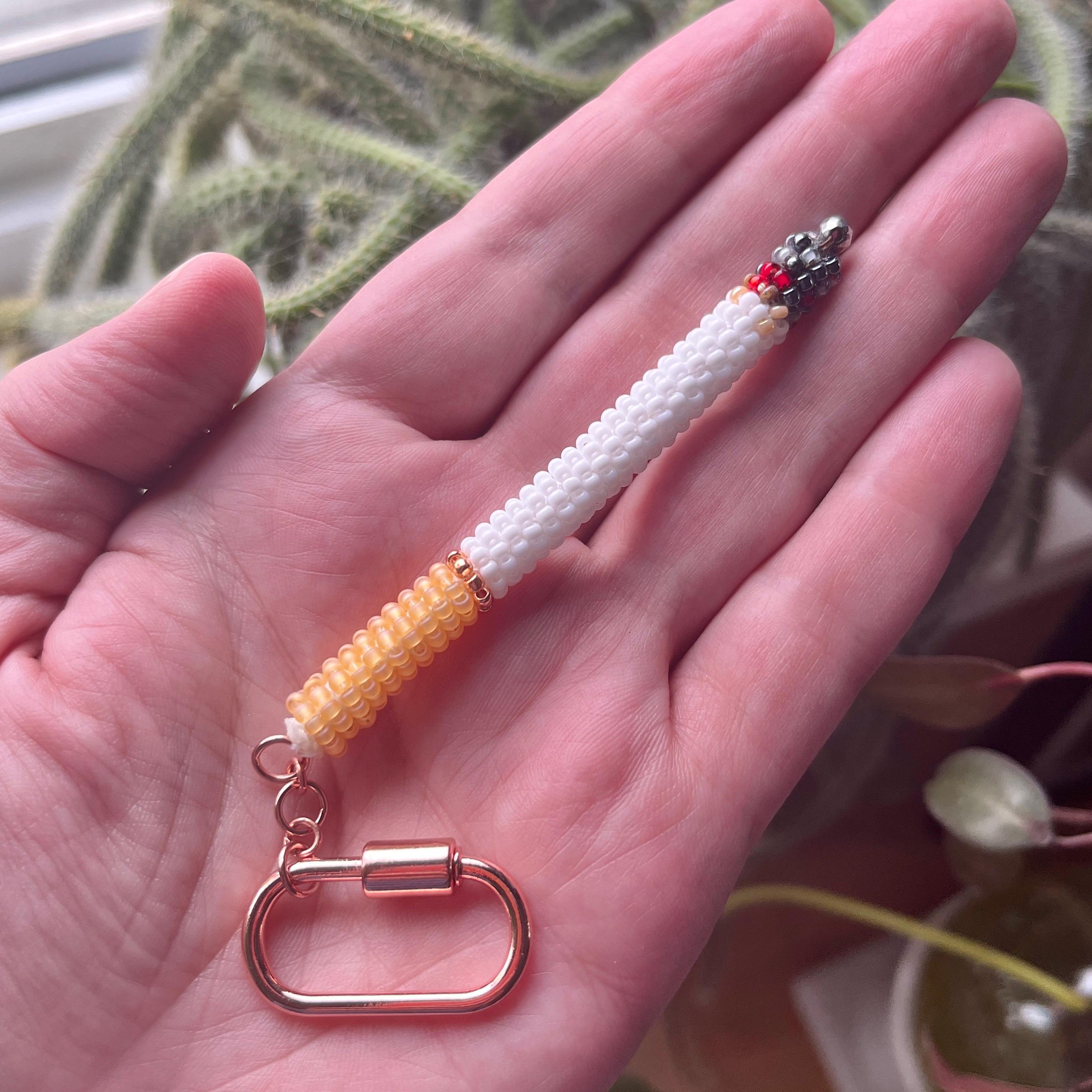 Beaded Cigarette Keychain Bead Embroidered Cig Key Fob - Etsy