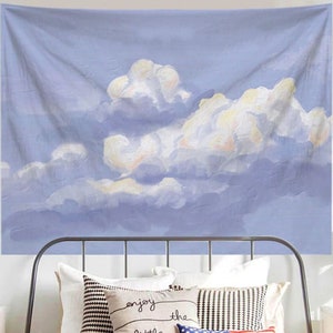 Sky Tapestry | Kawaii Background, College Room Decor, Frat Flag, Banner Lofi Pastel Wall Hangings, Aesthetic Bedroom, Gift for Her Kids Cute