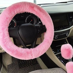 thumbnail interactive-video image 1 of ZYNQACC 8-Piece Fluffy Steering Wheel Cover Set - Soft Fuzzy Car Accessories For Women (Red) 1 of 11