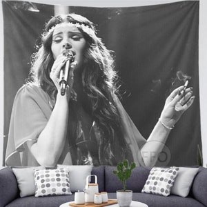 Lana Del Rey Tapestry | Black and White Aesthetic Poster, Wall Hanging, Dorm Room Bedroom Decor, Wall Hangings, Birthday Gift for Girls