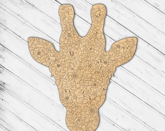 Holz Giraffe Tiere Thema Whimsies Victorian Irreguler Puzzle Laser Cut Dxf Glowforge SVG Muster Vorlage Digitale Vektor Datei