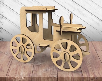 Wooden Wecker Car Puzzle 3D Toy Glowforge Svg Laser Cut Dxf xTool D1 Cutting Plan Scroll Saw Instant Download Digital Vector Ai Pdf Eps File