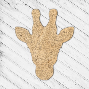 Girafa de madeira Animais Tema Caprichos Vitoriano Irregular Quebra-cabeça Jigsaw Corte a Laser Dxf Glowforge Svg Modelo Arquivo vetorial digital