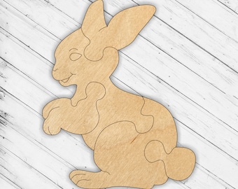 Rompecabezas de conejo de madera Glowforge SVG, corte láser, DXF, xTool D1, enrutador CNC, sierra de calar, descarga de archivos digitales vectoriales, AI, PDF, EPS
