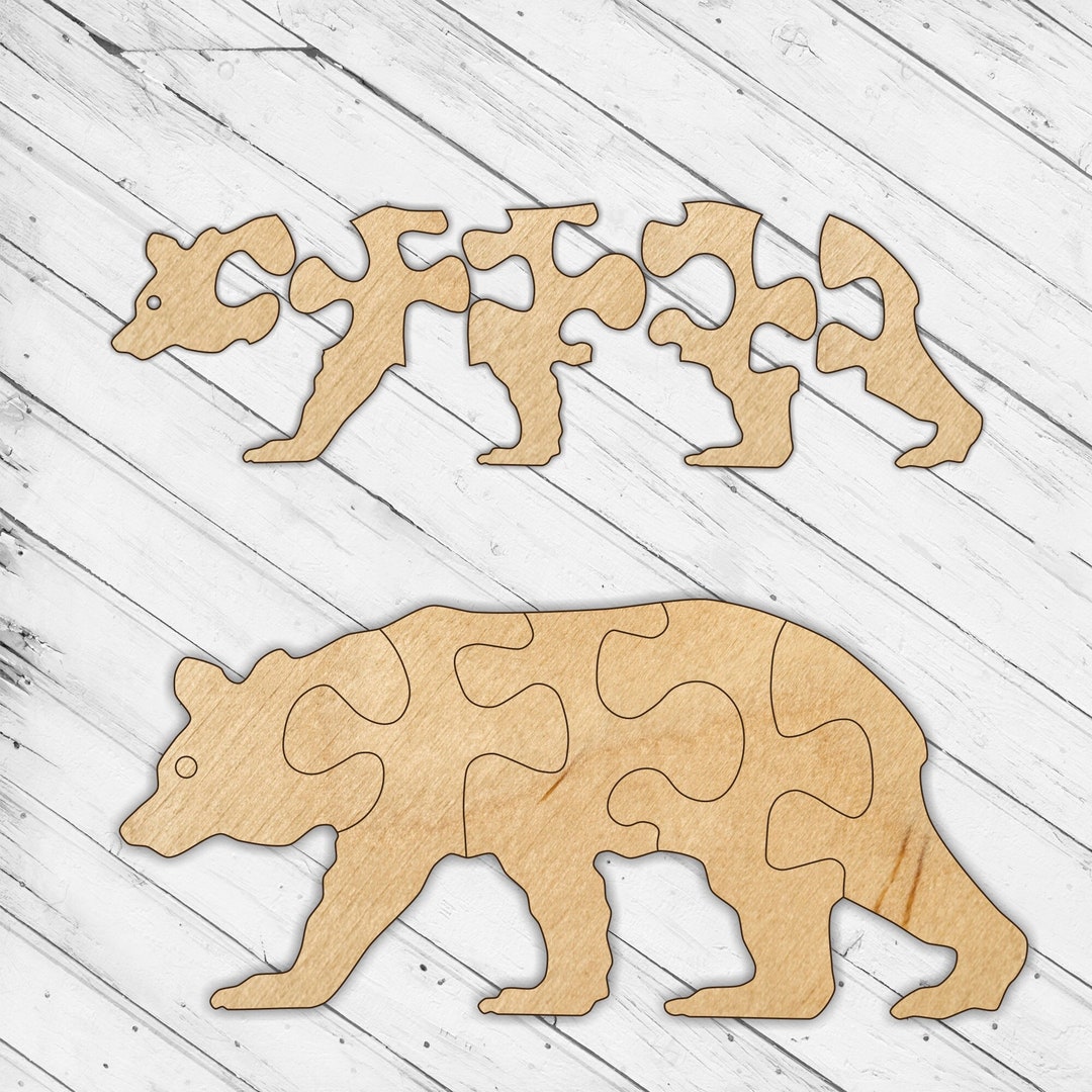 Wooden Bear Puzzle Jigsaw Glowforge Svg Laser Cut Dxf Xtool D1 CNC ...
