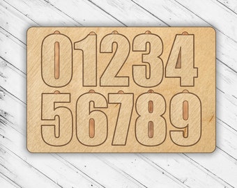 Wooden Number Educational Toy Jigsaw Laser Cut Dxf Glowforge Svg CNC Cutting Router Scroll Saw Cricut Digital Vector Files Instant Download