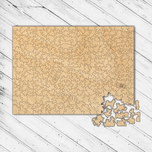 Tema animal de madeira caprichos vitoriano irregular quebra-cabeça corte a laser dxf glowforge svg padrão modelo arquivo vetorial digital