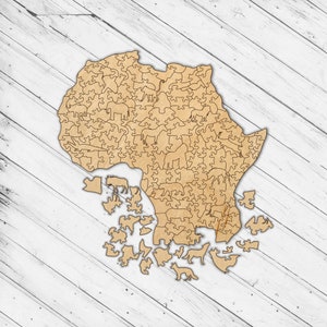 Animali africani di legno Tema Capricci Victorian Irreguler Puzzle Laser Cut Dxf Glowforge svg Modello di modello vettoriale digitale
