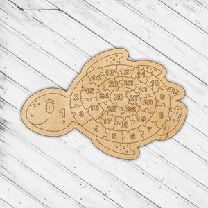 Tortuga de madera Juguete Educativo Rompecabezas Corte Láser Dxf Glowforge Svg CNC Corte Router Digital Vector Ai Pdf Eps Archivos Descarga Instantánea