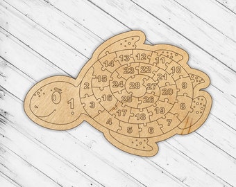 Wooden Turtle Educational Toy Jigsaw Puzzle Laser Cut Dxf Glowforge Svg CNC Cutting Router Digital Vector Ai Pdf Eps Files Instant Download