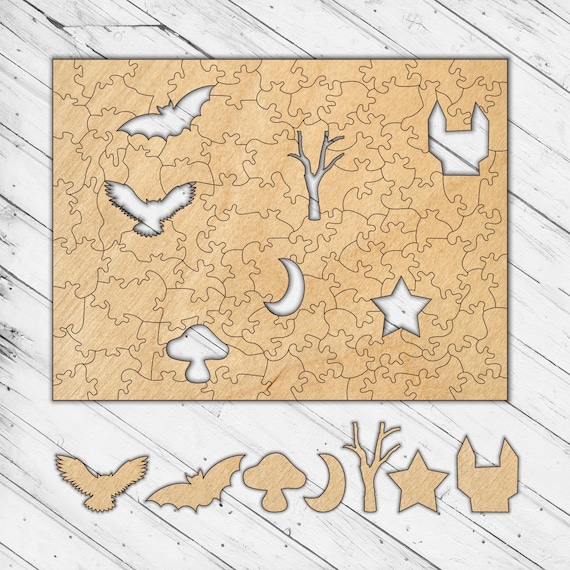 Wooden Forest Theme Whimsies Victorian Irreguler Puzzle Jigsaw Laser Cut Dxf Glowforge Svg Pattern Template Digital Vector File