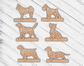 Wooden Dog Puzzle Toy Bundle Jigsaw Laser Cut Dxf Glowforge Svg xTool D1 CNC Cutting Router Digital Vector Ai Pdf Esp File Instant Download