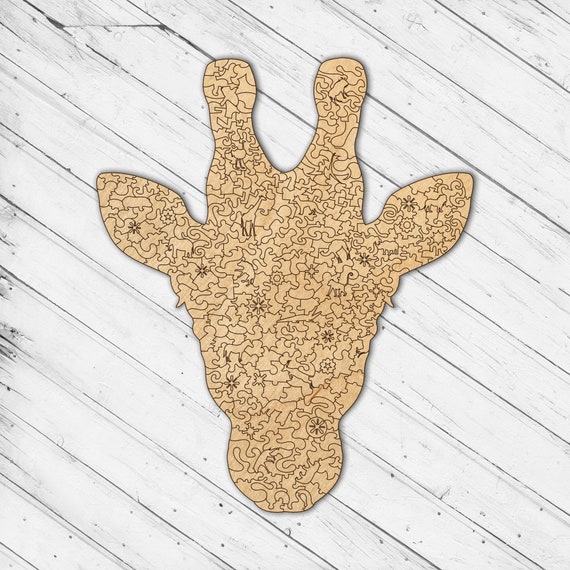 Wooden Giraffe Animals Theme Whimsies Victorian Irreguler Puzzle Jigsaw Laser Cut Dxf Glowforge Svg Pattern Template Digital Vector File