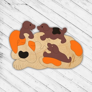Wooden Dog Puzzle Jigsaw Glowforge Svg Laser Cut Dxf xTool D1 CNC Cutting Router Scroll Saw Download Digital Vector Ai Pdf Eps Files