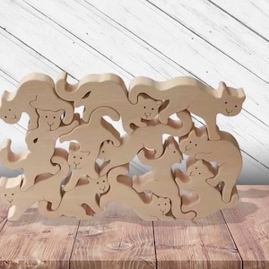 Jeu d'équilibre en bois pour chat Glowforge Svg découpé au laser Dxf xTool D1 CNC routeur de découpe scie à chantourner numérique vecteur Ai Pdf Eps