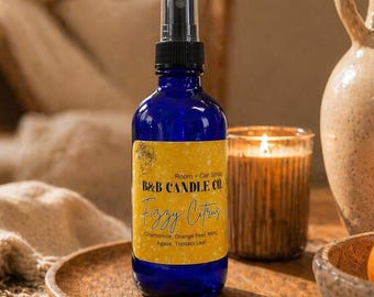 Spray de ambiente cítrico efervescente | Névoa perfumada para casa com laranja e menta | Spray refrescante para cozinha