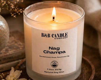 Nag Champa Soy Candle | Incense Patchouli Amber Candle | Spiritual Home Fragrance