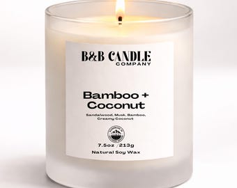 Bamboo Coconut Soy Candle | Fresh Spa Home Fragrance | Natural Clean Burn