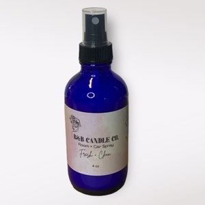 Fresh + Clean Room + Car Spray, Various Scents, Air Freshener, Fabric Freshener, Bathroom Spray, Office Spray, 4 oz Cobalt Glass