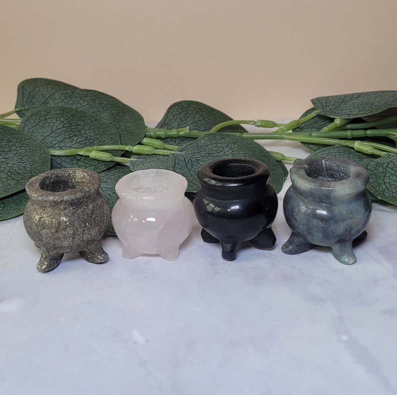 Cauldron Types Crystal Cauldron Carvings, Halloween Cauldrons, Witchy Decor, Natural ...