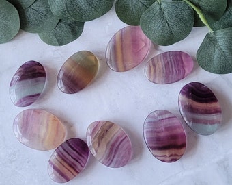 Rainbow Fluorite Palm Stone: Polished Worry Stone, Cleansing Crystal