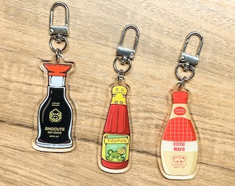 Food Sauce Acrylic Keychain, Kawaii Keychain