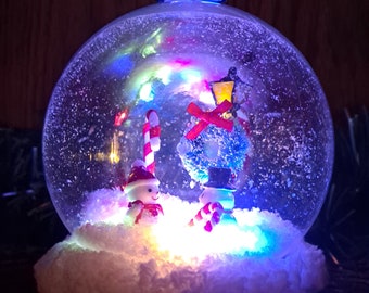 Snowglobe SALE - 2 Snowmen, Light pole with Wreath, and Large Candy Cane