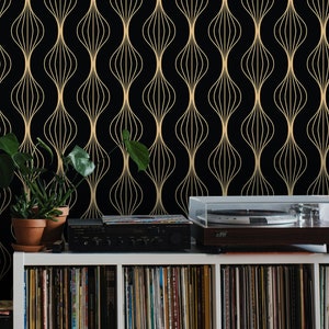 Art Deco Tapete schälen und aufkleben | Gold Tapete für Wohnzimmer | Moderne Ornamente Traditionell Vliestapete | ARTD02