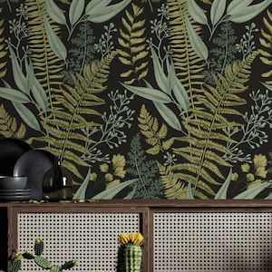 Fern Botanical Wallpaper,Peel&Stick and Traditional Wallpaper, Removable and Renter friendly Wall Decor, Leaves Wall Art, Self Adhesive.