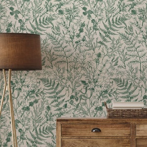 Botanical Fern Wallpaper,Peel&Stick and Traditional Wallpaper, Removable and Renter friendly Wall Decor, Leaves Wall Art, Self Adhesive.