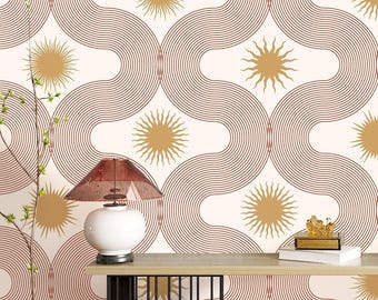 Peel and Stick Wallpaper: Neutral Beige Boho Style - PVC Free