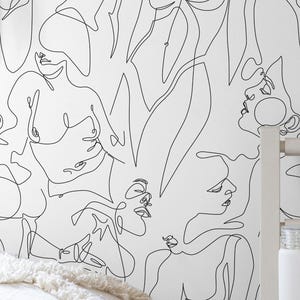 Papel pintado abstracto autoadhesivo / Papel pintado romántico blanco para dormitorio / Papel pintado moderno de cuerpos femeninos / Papel pintado tradicional no tejido / ERO06
