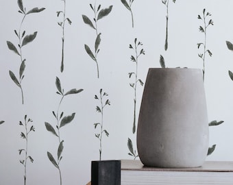 Black and White floral Wallpaper,Peel&Stick and Traditional Wallpaper, Removable and Renter friendly, Dark botanical Design,Self Adhesive.