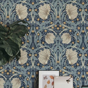 Papel pintado autoadhesivo William Morris - Diseño floral azul