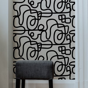 Abstract lines Wallpaper,Peel&Stick and Traditional Wallpaper, Removable and Renter friendly Wall Decor, Woodland Design, Self Adhesive.