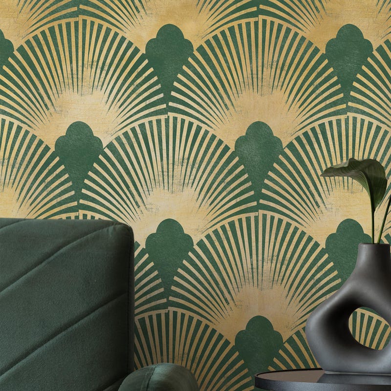 Green Geometric Wallpaper - Etsy