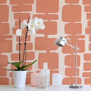 Orange brick Wallpaper Peel&Stick and Traditional Wallpaper  Removable and Renter friendly Wall Decor Safari vintage Design